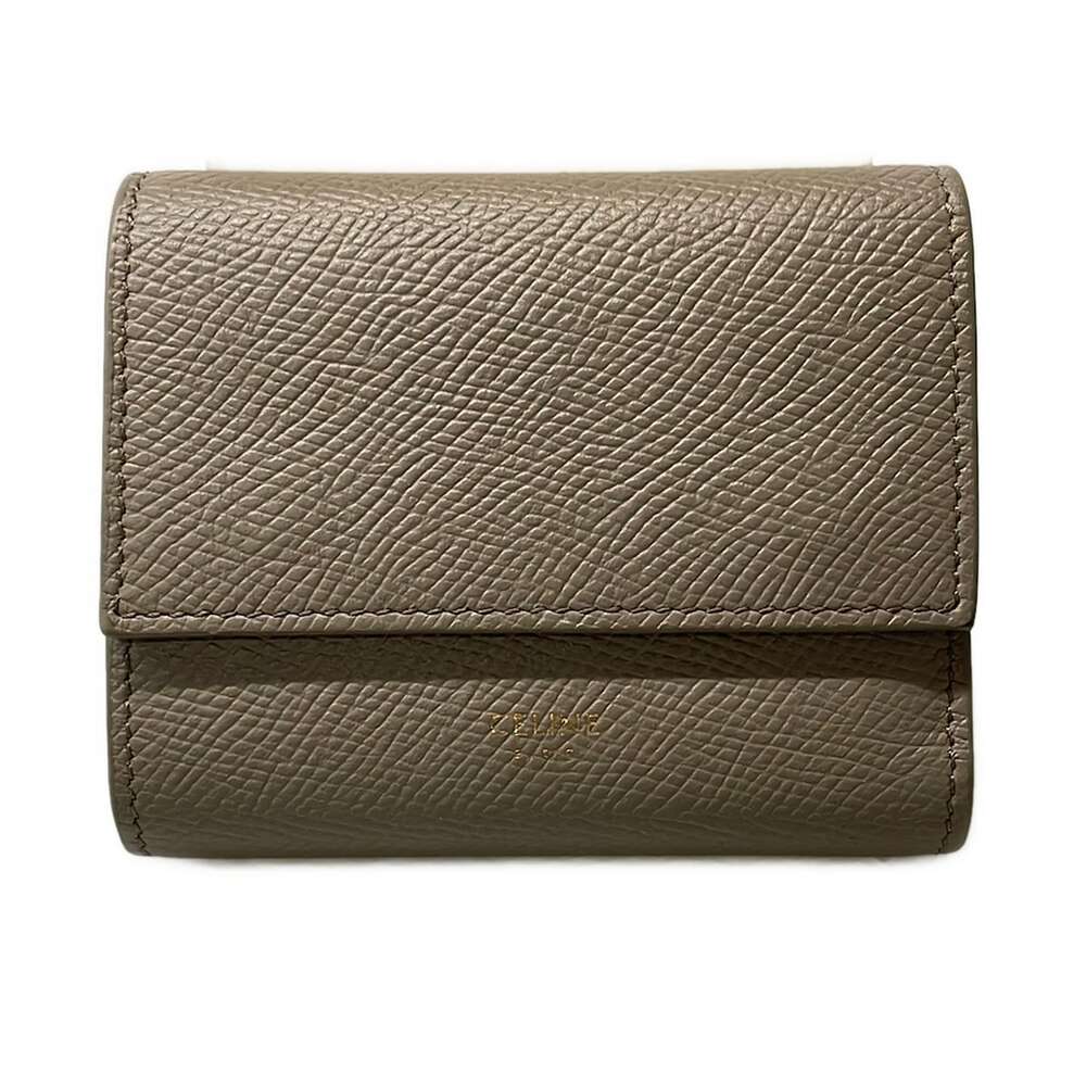 Celine Small Trifold Wallet Trifold Wallet 10B573BEL.10BL Pebble (Gray Beige)